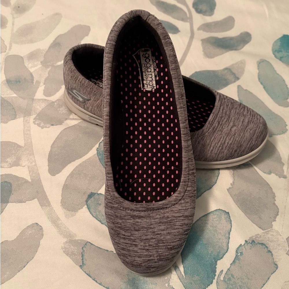 Skechers Gray Slip-On Shoes with Pink Insole